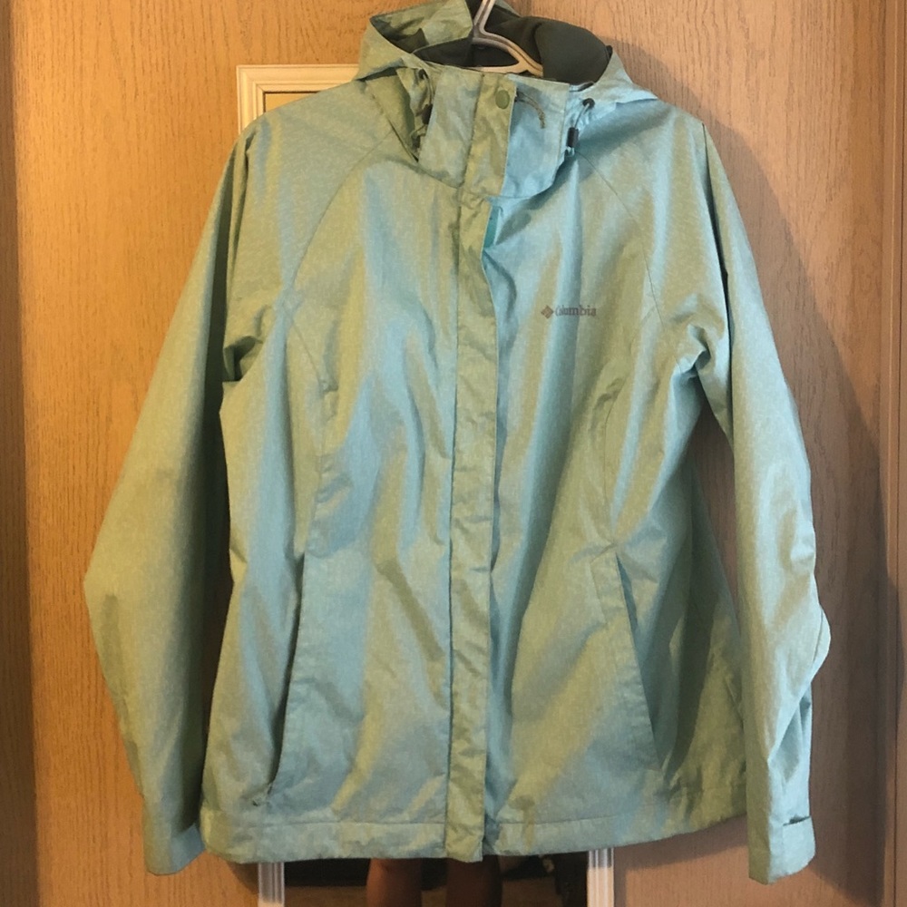 Turquoise Columbia rain jacket